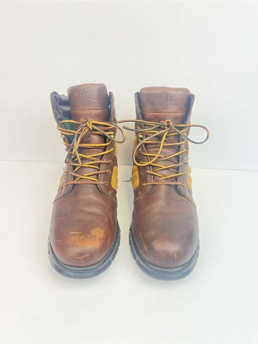 POLO RALPH LAUREN Men's 12 D Brown Tan Oiled Leather DIEGO RUGGED BOOTS